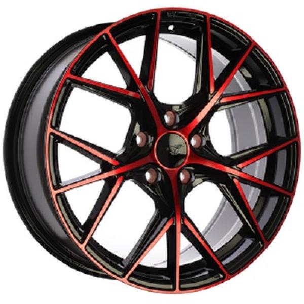 A-Spec Gloss Black - Machined Face - Red Face 15x6.5 4X100 et40 cb73.1