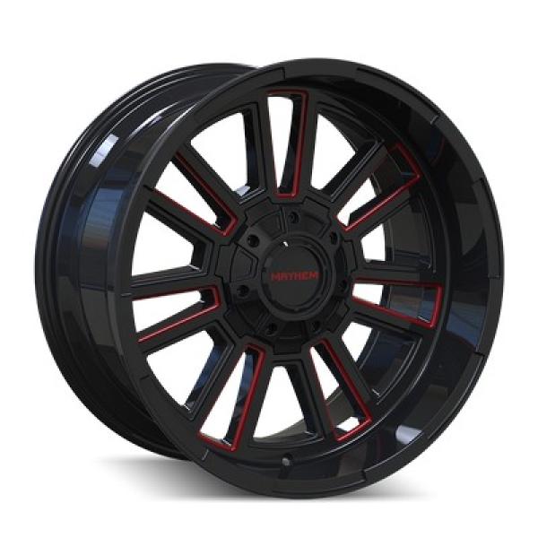 APOLLO (8115) GLOSS BLACK/PRISM RED MILLED 20x9 5x139.7 et0 cb110